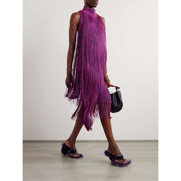 Burberry Tiered Fringe Midi-Dress Size Small $8500 - Picture 4 of 14